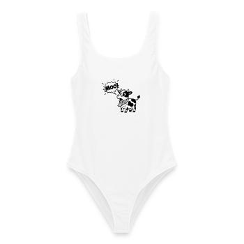 Bulle de dialogue comique Drôle de Vache meugement - Maillot de bain femme - blanc - Devant - AI Model Female 172 dark (172cm)