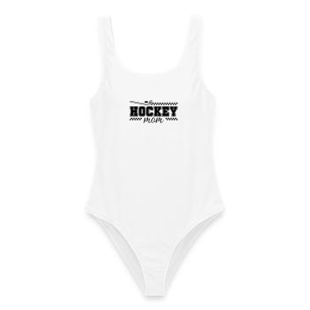 Hockey Mama | Hockey Mom - Frauen Badeanzug - Weiß - Vorne - AI Model Female 172 dark (172cm)