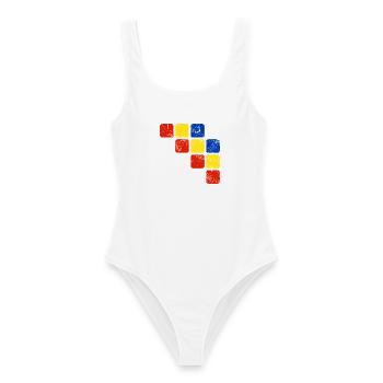 Couleurs Motif d’ornement - Couleurs de base - Maillot de bain femme - blanc - Devant - AI Model Female 172 dark (172cm)