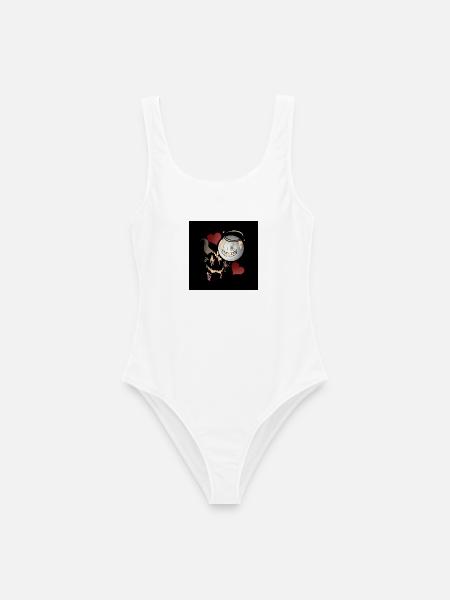 Engel und Teufel Design - Frauen Badeanzug - Weiß