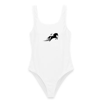 Pferd Galopp Sterne Schwarz Symbol - Frauen Badeanzug - Weiß - Vorne - AI Model Female 172 dark (172cm)
