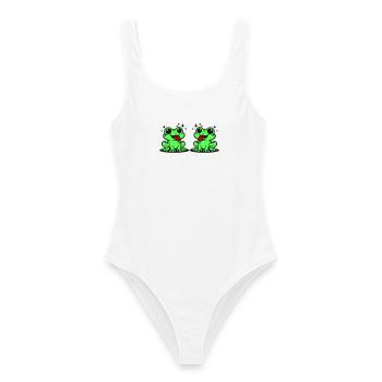 Grenouille du couple de crapauds - Maillot de bain femme - blanc - Devant - AI Model Female 172 dark (172cm)