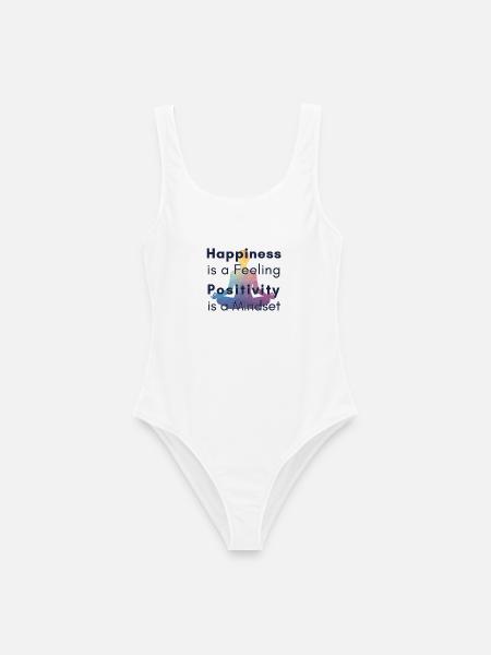 Happiness is a Feeling Positivity is a Mindset - Frauen Badeanzug - Weiß