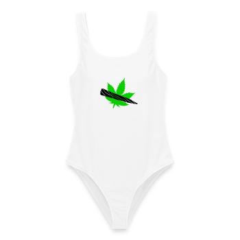 Silhouette de feuilles vertes - Maillot de bain femme - blanc - Devant - AI Model Female 172 dark (172cm)