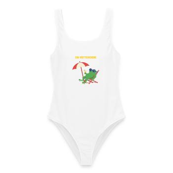 Frosch Strandurlaub mit Cocktail. Geiles Wetter! - Frauen Badeanzug - Weiß - Vorne - AI Model Female 172 dark (172cm)