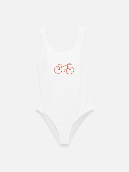 Fahrrad Hand gezeichnet - Frauen Badeanzug - Weiß