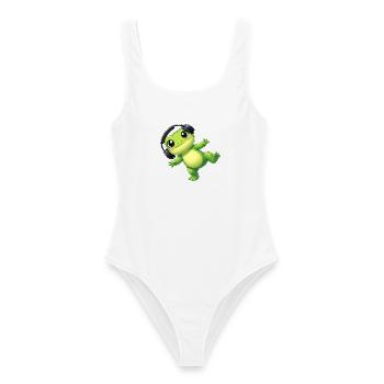 Crapaud grenouille mignon avec une technologie de danse casque - Maillot de bain femme - blanc - Devant - AI Model Female 172 dark (172cm)