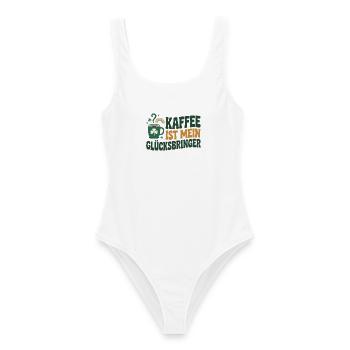Le café est mon porte-bonheur - Maillot de bain femme - blanc - Devant - AI Model Female 172 dark (172cm)