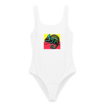 caméléon - Maillot de bain femme - blanc - Devant - AI Model Female 172 dark (172cm)