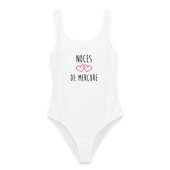 Noces de mercure 38 ans de mariage - Maillot de bain femme - blanc - Devant - AI Model Female 172 dark (172cm)