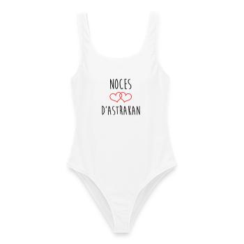Anniversaire Mariage - Noces d'Astrakan (64 ans) - Maillot de bain femme - blanc - Devant - AI Model Female 172 dark (172cm)