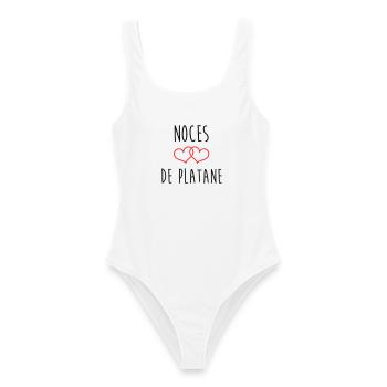 Anniversaire Mariage - Noces de Platane (61 ans) - Maillot de bain femme - blanc - Devant - AI Model Female 172 dark (172cm)