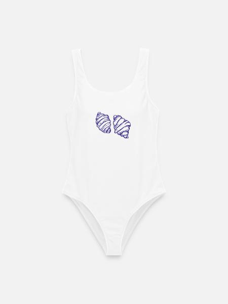 Duo Croissant in Indigo - Frauen Badeanzug - Weiß
