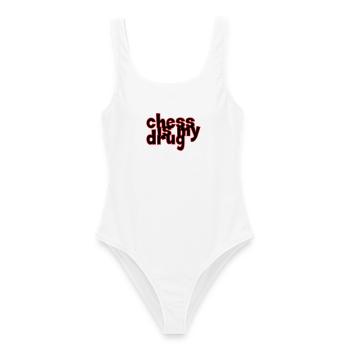 Addict aux Échecs Chess is my Drug - Maillot de bain femme - blanc - Devant - AI Model Female 172 dark (172cm)