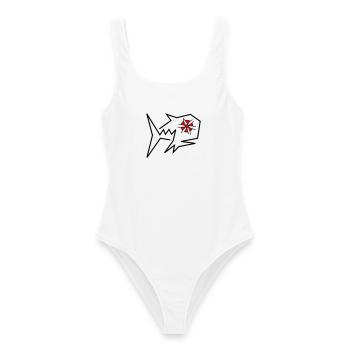 Blüten Fisch Fantasie - Frauen Badeanzug - Weiß - Vorne - AI Model Female 172 dark (172cm)