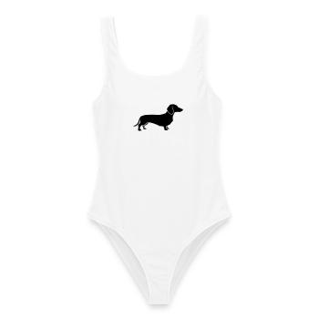 Dackel Hund Silhouette - Frauen Badeanzug - Weiß - Vorne - AI Model Female 172 dark (172cm)