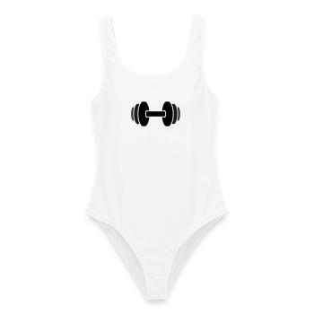 Salle de sport avec haltères - Maillot de bain femme - blanc - Devant - AI Model Female 172 dark (172cm)