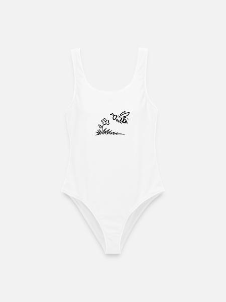 Biene T-Shirt Minimalistisch Süß - Frauen Badeanzug - Weiß