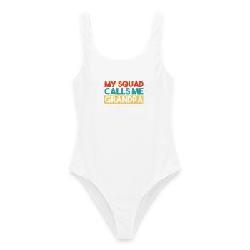 Mon escouade m’appelle Grand-père Slogan rétro coloré - Maillot de bain femme - blanc - Devant - AI Model Female 172 dark (172cm)