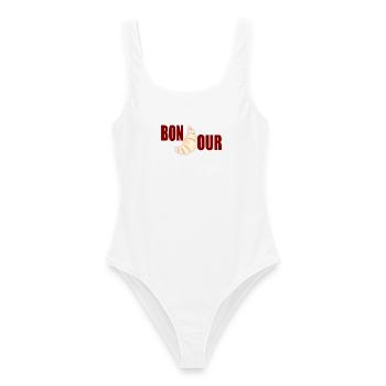 Bonjour Croissants - Maillot de bain femme - blanc - Devant - AI Model Female 172 dark (172cm)