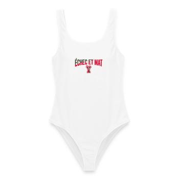 Logo Échec et Mat Rouge Roi Noir en Difficulté - Maillot de bain femme - blanc - Devant - AI Model Female 172 dark (172cm)
