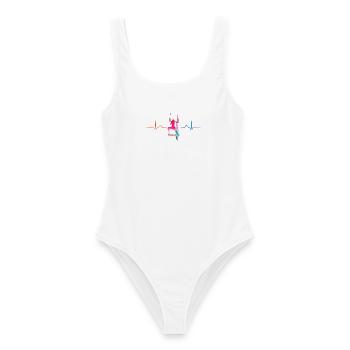 Aerialist Hearbeat EKG Cloud Swing Trapez - Frauen Badeanzug - Weiß - Vorne - AI Model Female 172 dark (172cm)