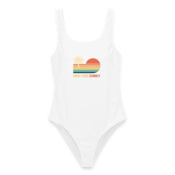 Coucher de soleil rétro palmier - Maillot de bain femme - blanc - Devant - AI Model Female 172 dark (172cm)