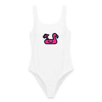Matelas gonflable Flamingo Retro - Maillot de bain femme - blanc - Devant - AI Model Female 172 dark (172cm)