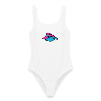 Visières Rétro des Sun Visors des années 90 - Maillot de bain femme - blanc - Devant - AI Model Female 172 dark (172cm)
