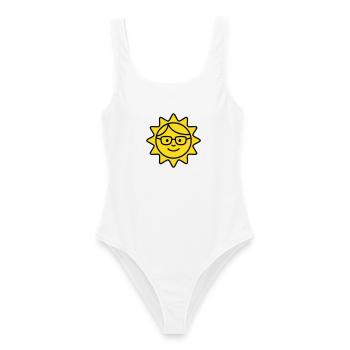 Bande dessinée Lunettes de Soleil Rieures - Maillot de bain femme - blanc - Devant - AI Model Female 172 dark (172cm)