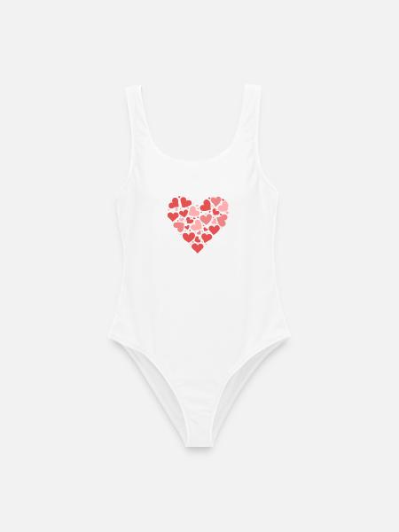 Herz Collage - Rosa Rotes Love Design - Frauen Badeanzug - Weiß