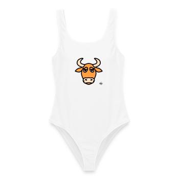 Stier groß - Frauen Badeanzug - Weiß - Vorne - AI Model Female 172 dark (172cm)