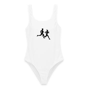 Duo de course – Équipe marathon - Maillot de bain femme - blanc - Devant - AI Model Female 172 dark (172cm)