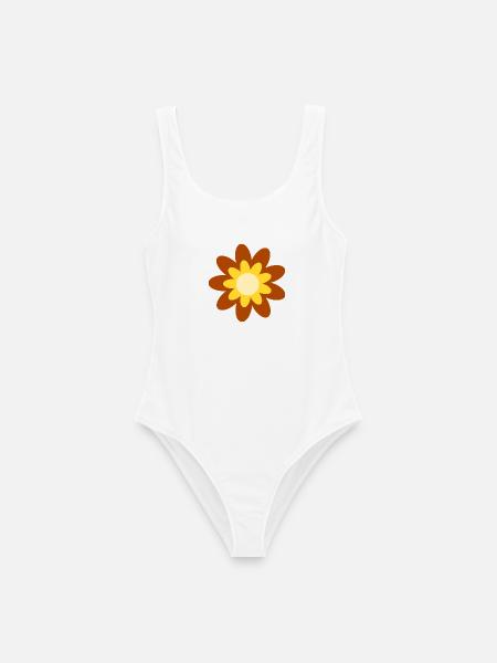 70er Jahre Blume Muster Hippie Geschenk - Frauen Badeanzug - Weiß