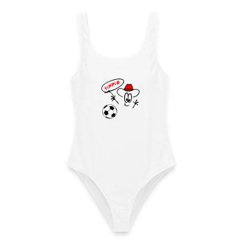 Cowboy Fußball  - Frauen Badeanzug - Weiß - Vorne - AI Model Female 172 dark (172cm)