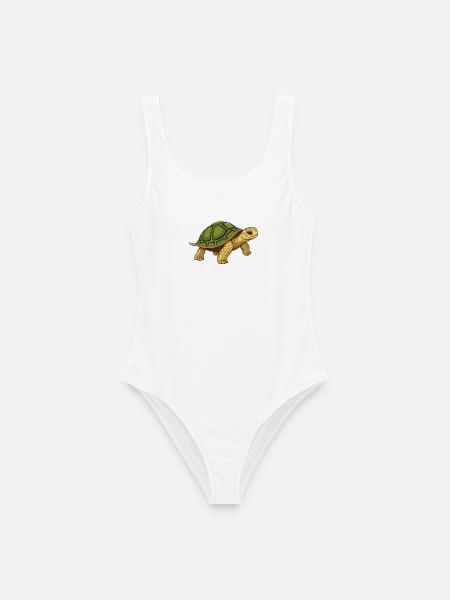 Grüne Schildkröte Geschenk - Frauen Badeanzug - Weiß