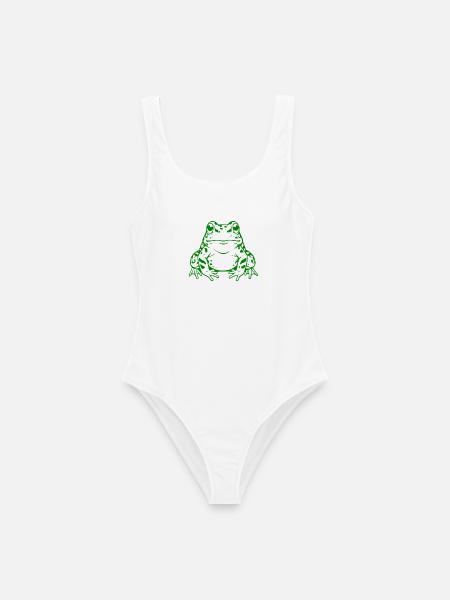 Grüner Frosch Kröte Geschenk - Frauen Badeanzug - Weiß