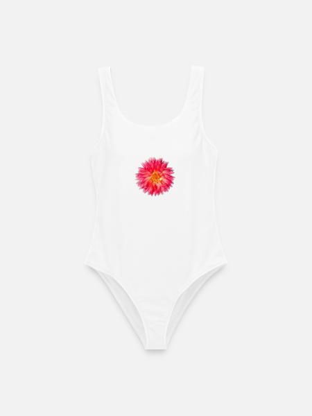 Vibrant_Pink_Dahlia_Flower_Wall_Art_Print - Frauen Badeanzug - Weiß