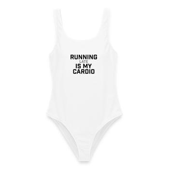 Running Late Is My Cardio Spruch - Frauen Badeanzug - Weiß - Vorne - AI Model Female 172 dark (172cm)
