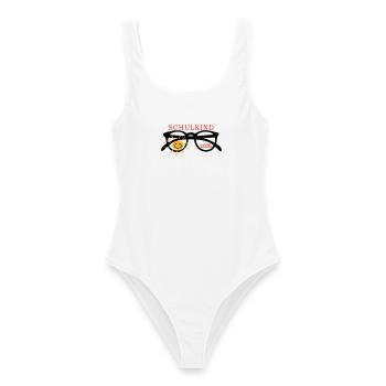 coole Sonnenbrille Schulkind  - Frauen Badeanzug - Weiß - Vorne - AI Model Female 172 dark (172cm)