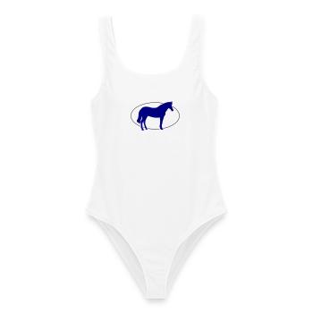Cobalt Blue Horse Silhouette - Women's Swimsuit - white - Front - AI Model Female 172 dark (172cm)