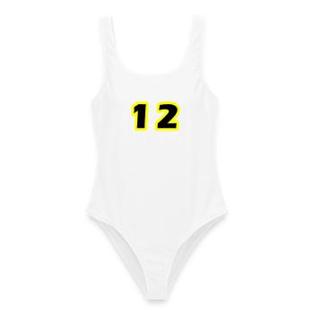 12 Symbole numérique - Maillot de bain femme - blanc - Devant - AI Model Female 172 dark (172cm)