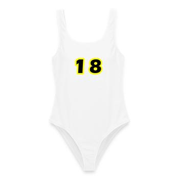 Symbole numérique 18 - Maillot de bain femme - blanc - Devant - AI Model Female 172 dark (172cm)