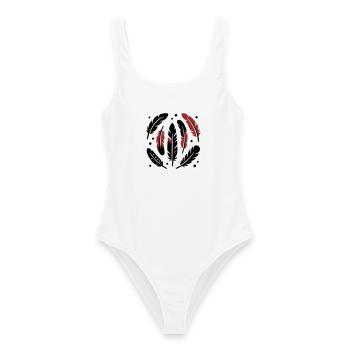 Bird Feathers Circle Logo - Women's Swimsuit - white - Front - AI Model Female 172 dark (172cm)