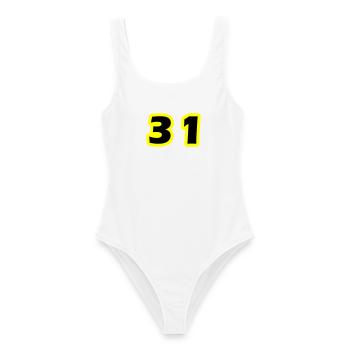 31 Number symbol - Women's Swimsuit - white - Front - AI Model Female 172 dark (172cm)