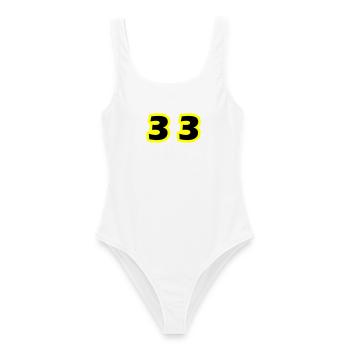 33 Number Symbol - Women's Swimsuit - white - Front - AI Model Female 172 dark (172cm)