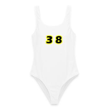 38 Number symbol - Women's Swimsuit - white - Front - AI Model Female 172 dark (172cm)