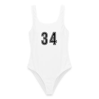 34 Number Symbol - Women's Swimsuit - white - Front - AI Model Female 172 dark (172cm)