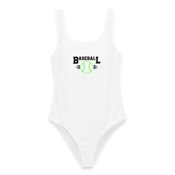 Balle de baseball néon avec points illuminés - Maillot de bain femme - blanc - Devant - AI Model Female 172 dark (172cm)