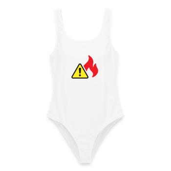 Fire Warning Solid Icon Flame Safety Symbol - Women's Swimsuit - white - Front - AI Model Female 172 dark (172cm)